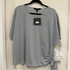 Marc New York Black and White Striped Blouse